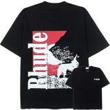 Hip-hop t-shirts - american high street hip-hop streetwear vintage flag print short sleeve tee - summer top