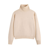 Heavy weight! ami araunriflove wool long sleevesloose turtleneck knitting shirt fall and wintercoupletops