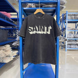 saint m t shirts s.m letter print crew neck pullover short sleeve top