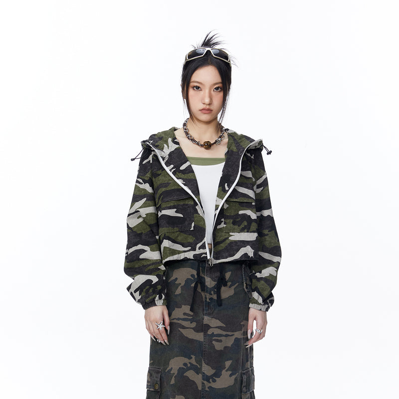 Unisex Jacket Autumn Camouflage Drawstring Jacket