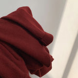 Women Knitted Pullover Red Sweater Turtleneck Coat Loose Sweater