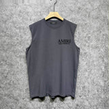 Amiri tank top new bone sleeve print