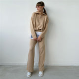 Ladies Leisure Knitwear Polo Collar Sweater Suit Casual Knitted Two-Piece