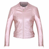 Women Leather Jacket Autumn and Winter Leather Coat Short Jacket Zipper Casual Coat