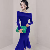 Women Maxi Dress Autumn Winter Sexy Slim Fit Dress