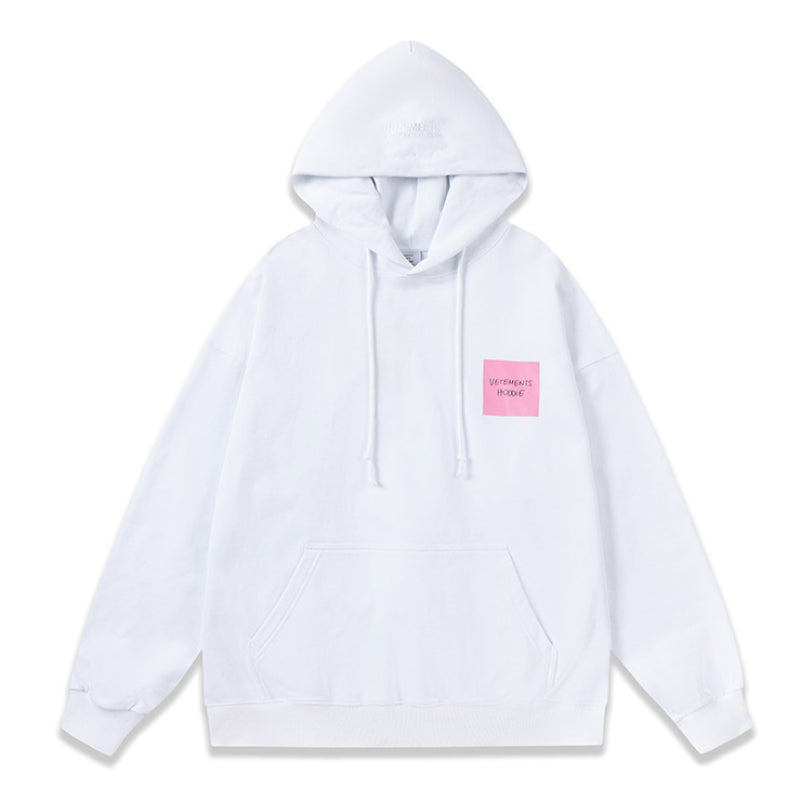 Vetements Hoodie Autumn and Winter VTM Pink Sticky Notes Letter Print Loose Hoodie Sweater