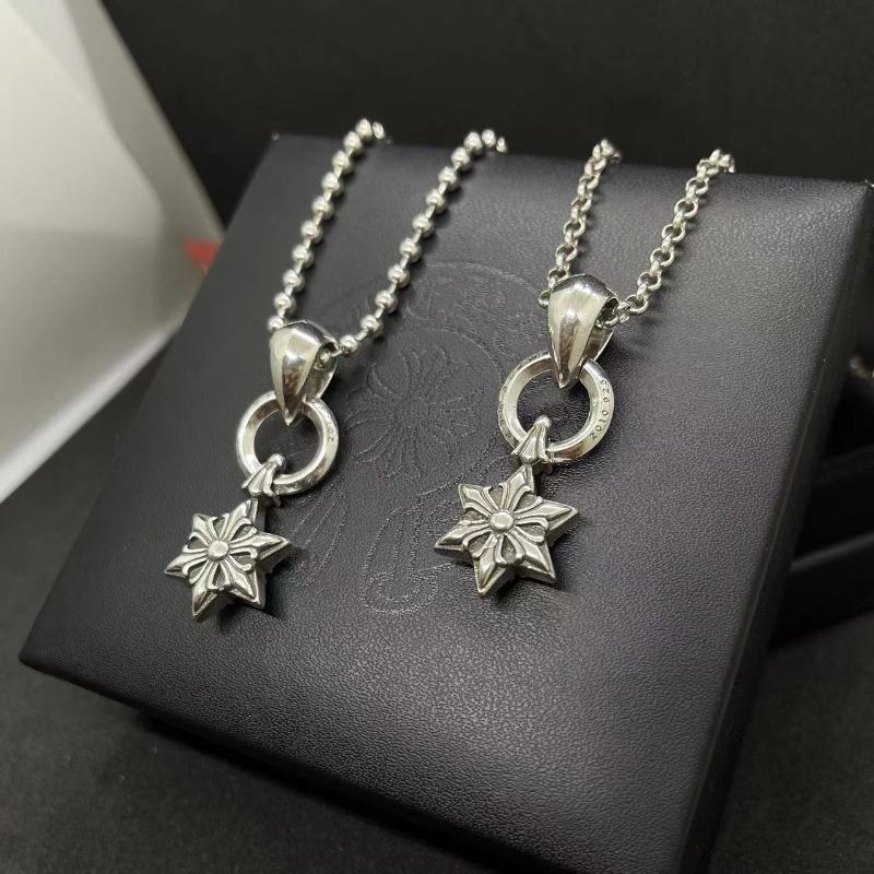 Chrome Hearts Necklace Ch Crowe Small Hexagram Pendant Old Necklace Cross Personality Sweater Chain Versatile Hip Hop Wholesale