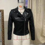 Women Leather Jacket Women's Lace-up Jacket Casual Jacket