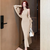 Women Maxi Dress Spring and Autumn Knitted Dress and Coat