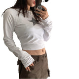 Women T-shirt Autumn and Winter XINGX Pattern Long-Sleeve T-shirt Slim Fit Sexy Short Top