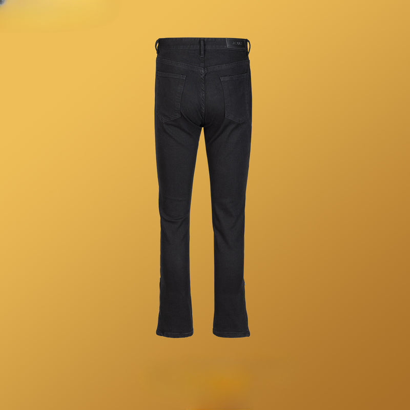 MIJKO Men Vintage Pants MIJKO Zipper Pants Micro Elastic Trousers Slim-Fit Jeans