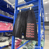 Saint m t pants s.m letter print design washed distressed athletic shorts