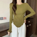 Women Knitwear Autumn and Winter Tassel round Neck Sweater Slim Top