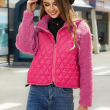 Women Trench Coat Autumn and Winter Cardigan Long-Sleeve Zipper Plush Splicing Coat