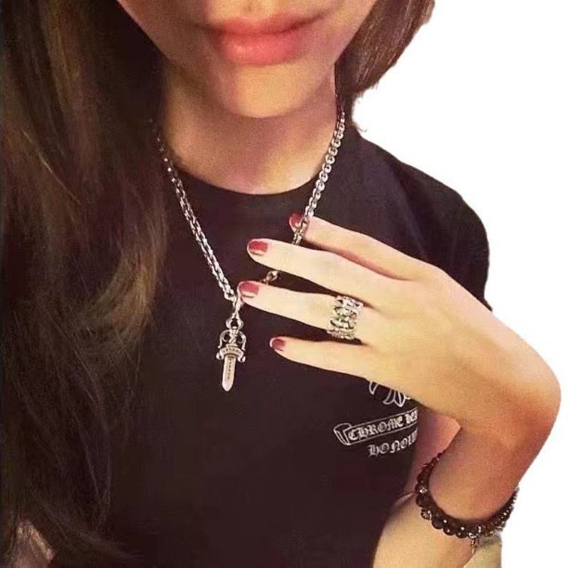 Chrome Hearts Necklace Men's and Women's Medium Double Sided Sword Pendant Vintage Style