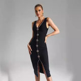 Women Dresses Bandage Dress Sleeveless V-neck Formal Dress Dress (Otn202404)