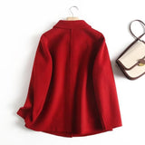 Women Woolen Coat Lapel Classic Style Woolen Blazer Autumn and Winter Loose Cardigan