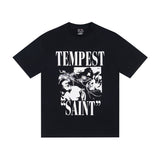 saint m t shirts s.m character & letter graphic crew neck short sleeve tee