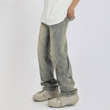 Men Jeans Straight Jeans Loose Wide Leg Pants Denim Trousers