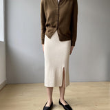 Women Knitted Skirt Slit Knitted Skirt
