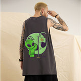 Men Vest Cartoon Printed Vest Loose Summer Sleeveless T-shirt Men and Women