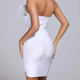 Women's Wedding Dress Feathered Dress Bandage Dress Summer Hip Skirt