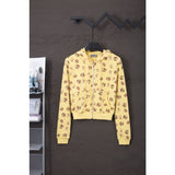 Ashleywilliams bear printed zipper hooded outwear hot girl waist cardigan sweatshirt women's american sweet