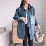 Women Jacket Loose Retro Leisure Washed-out Shirt Coat