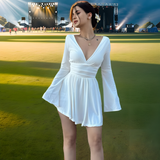 Coachella Dress Summer Sexy Halter V-Neck Long Sleeve Dress