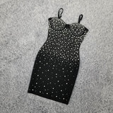 Women's Evening Dress Beaded Sexy Slim V-neck Hip Sling Dress