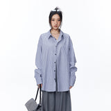 Unisex Jacket Autumn Navy Embroidered Shirt