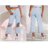 Women's pants: in-stock cross-border fashion - european & american retro wide-leg pants, loose straight-leg jeans, distressed long pants for women