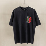 Ch hip-hop t shirts ch short-sleeved classic washed sanskrit cross stereo heavy industry patch embroidery high street