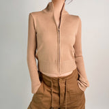 Women Sweater Knitwear Turtleneck Zipper Knitted Cardigan Coat Sweater
