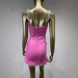 Women Dresses Bandage Dress Suspender Feather Dress (Ont0408)