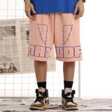 Men Shorts Vintage Letter Print Casual Shorts Loose Cropped Pants