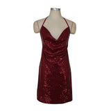 Women's Evening Gown Summer Sling Backless Sexy Sequins Dress