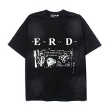 Hip-hop t shirts american street high street washed retro distressed loose short-sleeved t-shirt trendy clothes