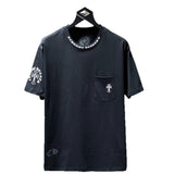 Ch hip-hop t shirts ch crow letter collar sanskrit cross flower arm short-sleeved loosecasualpure cotton american style