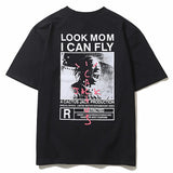 Hip-hop t-shirts: spring/summer high street short sleeve kanye lettering roaring portrait casual loose fit tee