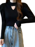 Women Knitwear Autumn and Winter Hollow round Neck Sweater