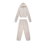 Ashley williams bear print hot girl crop top cardigan sweatshirt set - sweet zip-up hoodie outfit