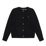 Rl ralph lauren pony crewneck color block wool knit cardigan - women's autumn/winter star dot sweet socialite casual outerwear