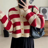 Women Knitwear Autumn and Winter Striped round Neck Sweater