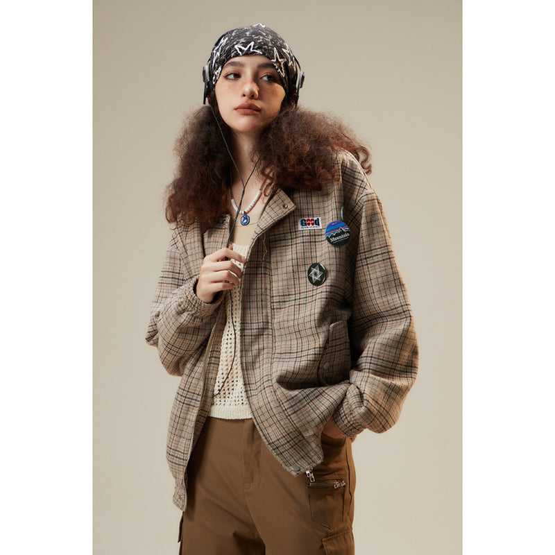 Unisex Jacket Plaid Coat Men's and Women's Spring and Autumn Jacket Top