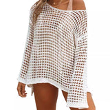 Women Knitwear Sexy Knitwear Hollow out Female Beach Dress Sun Protection Shirt