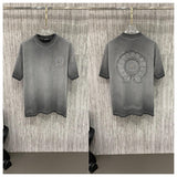 Ch hip-hop t shirts american ch crow short-sleeved sanskrit horseshoe cross patch embroider round neck t-shirt high street