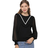 Women Knitwear Spring Knitwear Lace Chiffon Long Sleeve Shirt