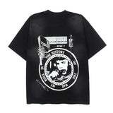 Hip-hop t shirts american street high street washed retro distressed loose short-sleeved t-shirt trendy clothes