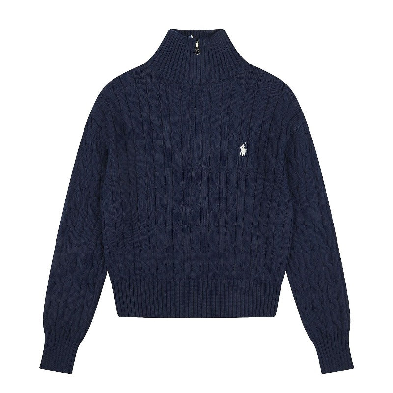 Rl ralph lauren pony half-zip macaron fall/winter wool sweater - couple's casual loose knit turtleneck top